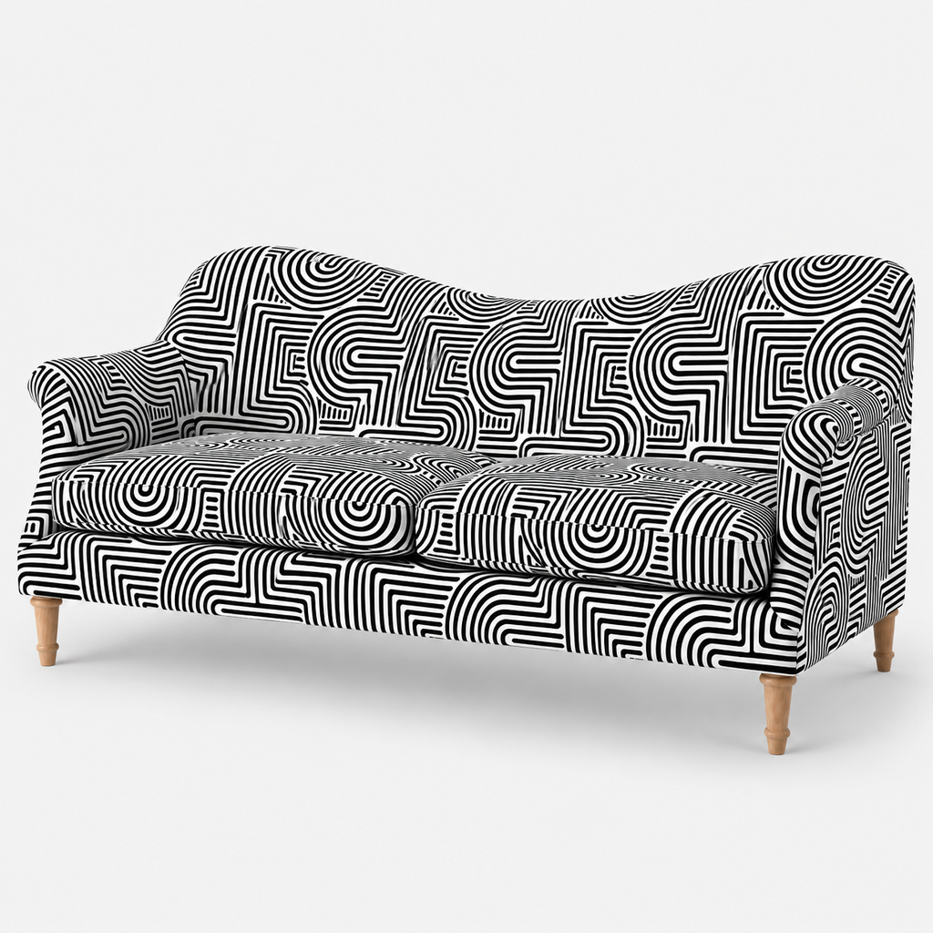 Capri Urban Maze 3 Seater Premium Polyester Upholstered Sofa in White & Black