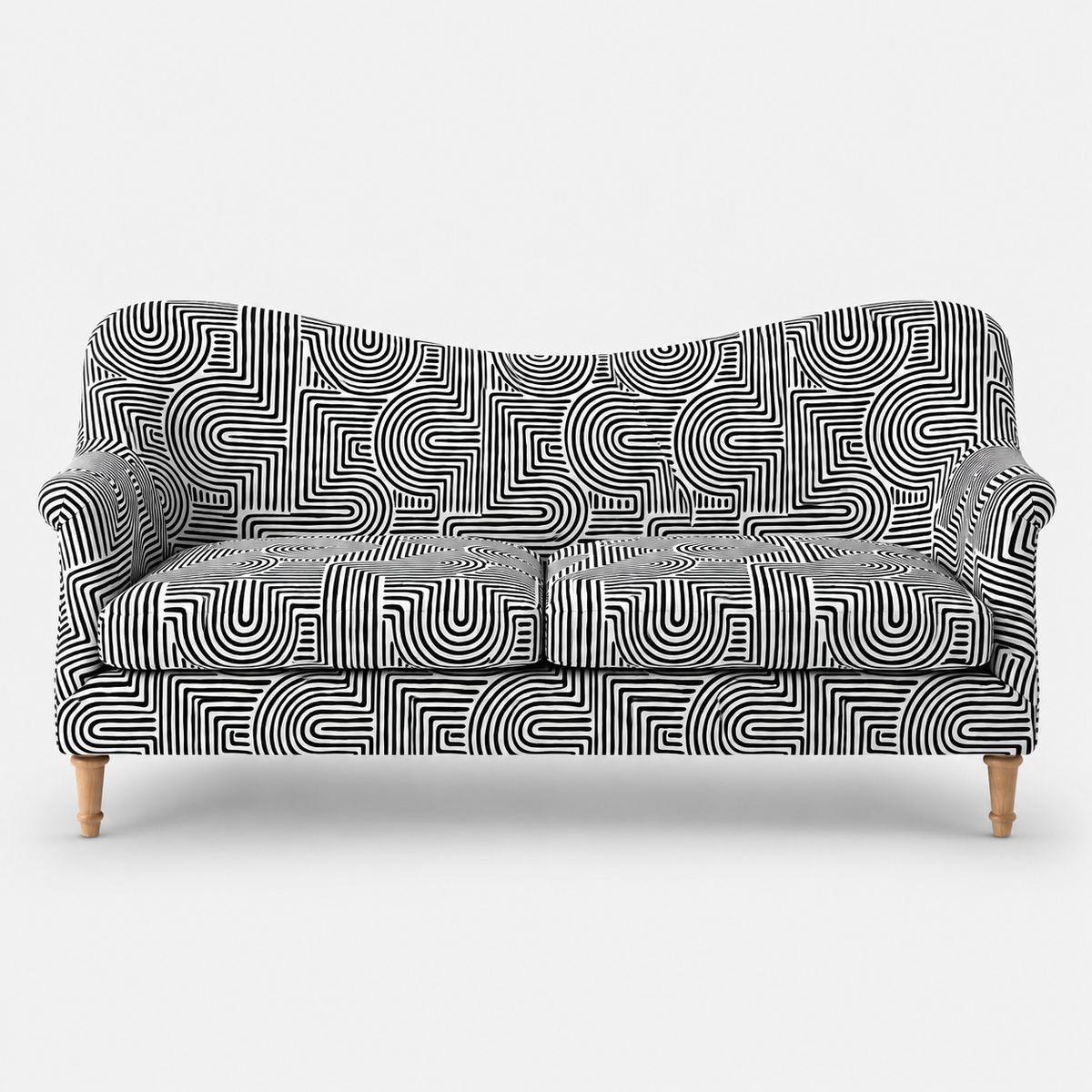 Capri Urban Maze 3 Seater Premium Polyester Upholstered Sofa in White & Black