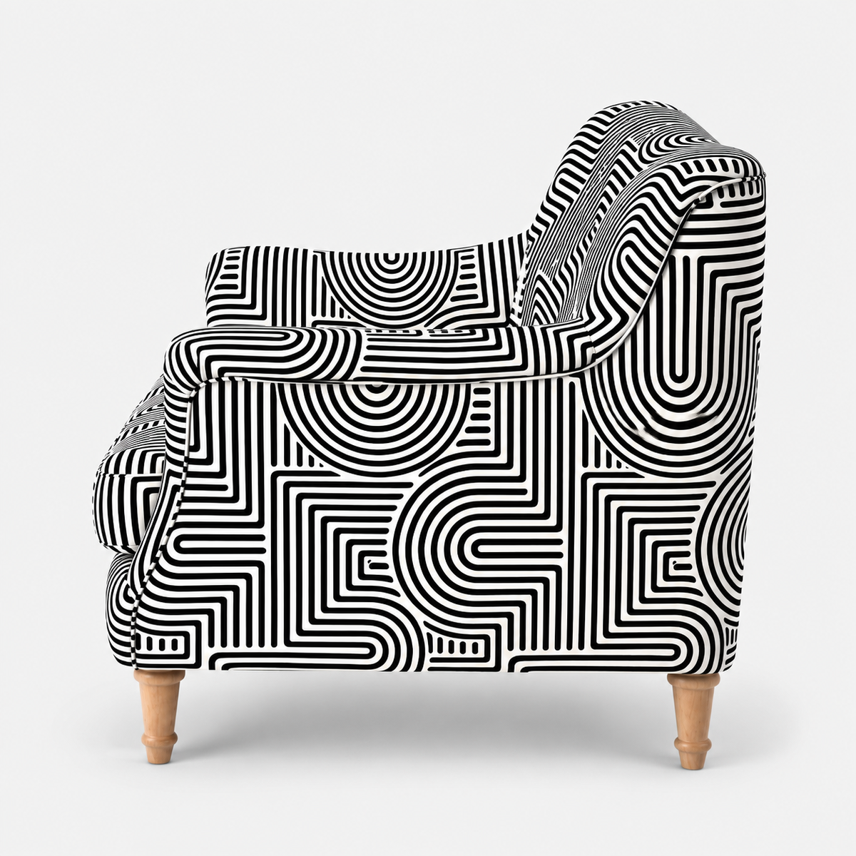 Capri Urban Maze 3 Seater Premium Polyester Upholstered Sofa in White & Black