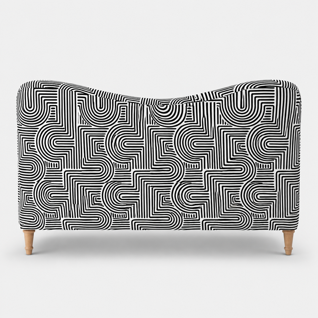 Capri Urban Maze 3 Seater Premium Polyester Upholstered Sofa in White & Black