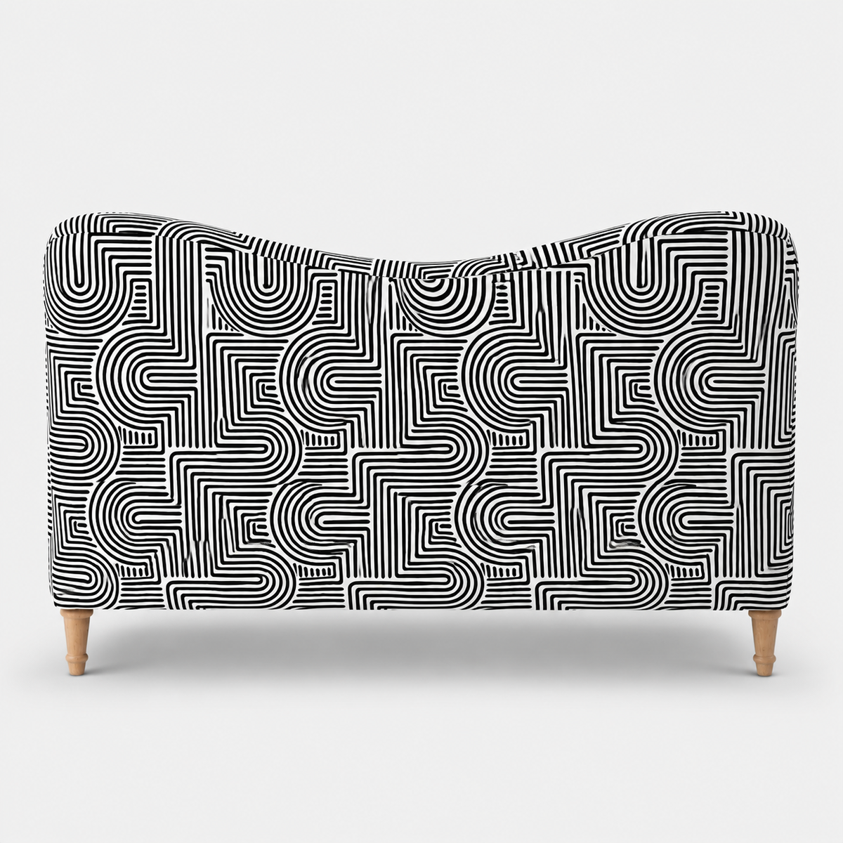 Capri Urban Maze 3 Seater Premium Polyester Upholstered Sofa in White & Black