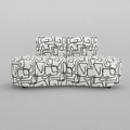 Nova Abstract Linear 3 Seater Premium Polyester Fabric Armless Sofa in White & Black