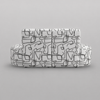 Nova Abstract Linear 3 Seater Premium Polyester Fabric Armless Sofa in White & Black