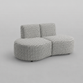 Nova Classic Houndstooth 3 Seater Premium Polyester Fabric Armless Sofa in White & Black