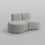Nova Classic Houndstooth 3 Seater Premium Polyester Fabric Armless Sofa in White & Black