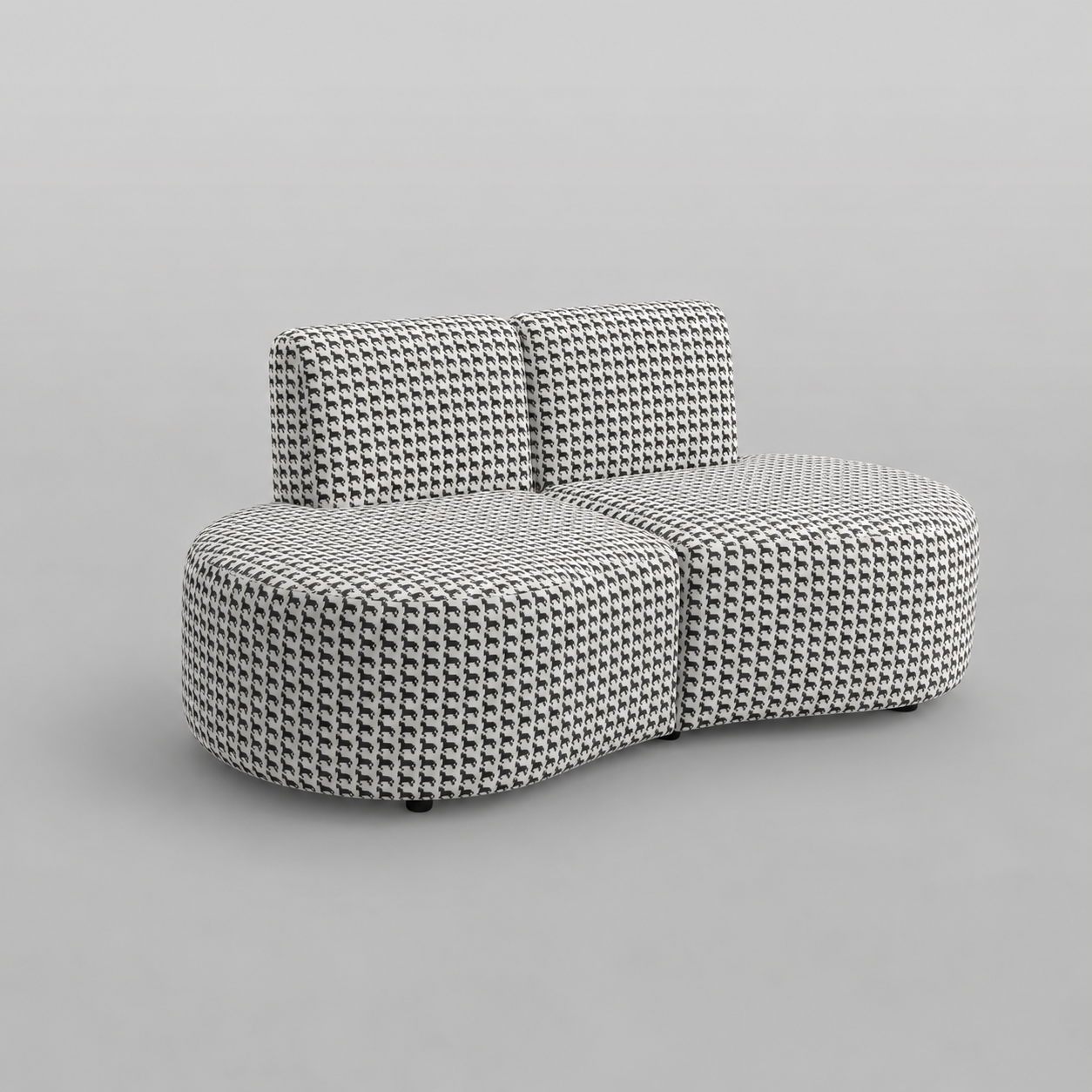 Nova Classic Houndstooth 3 Seater Premium Polyester Fabric Armless Sofa in White & Black
