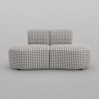 Nova Classic Houndstooth 3 Seater Premium Polyester Fabric Armless Sofa in White & Black