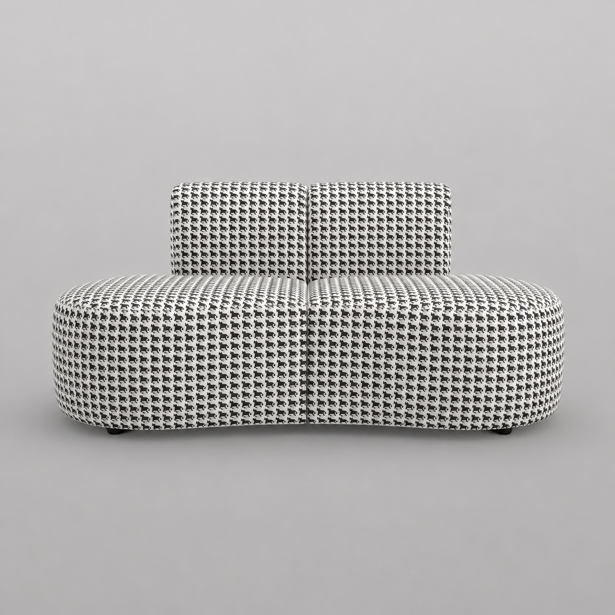 Nova Classic Houndstooth 3 Seater Premium Polyester Fabric Armless Sofa in White & Black