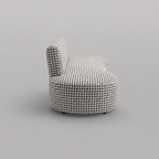 Nova Classic Houndstooth 3 Seater Premium Polyester Fabric Armless Sofa in White & Black