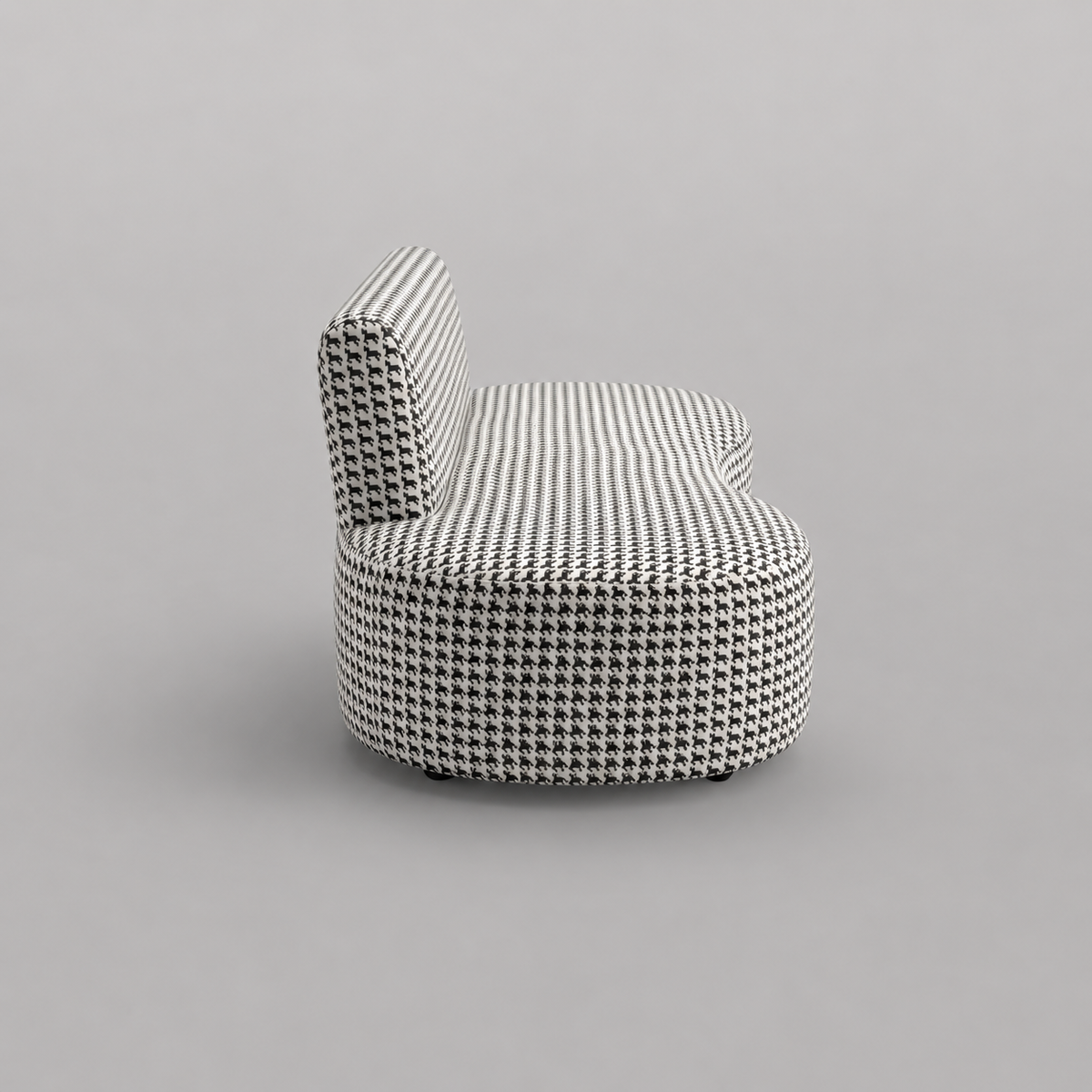 Nova Classic Houndstooth 3 Seater Premium Polyester Fabric Armless Sofa in White & Black