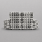 Nova Classic Houndstooth 3 Seater Premium Polyester Fabric Armless Sofa in White & Black