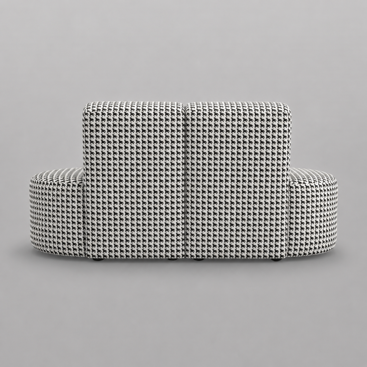Nova Classic Houndstooth 3 Seater Premium Polyester Fabric Armless Sofa in White & Black