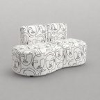Nova Modern Muse 3 Seater Premium Polyester Fabric Armless Sofa in White & Black