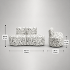 Nova Modern Muse 3 Seater Premium Polyester Fabric Armless Sofa in White & Black