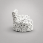 Nova Modern Muse 3 Seater Premium Polyester Fabric Armless Sofa in White & Black
