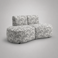 Nova Safari Sketch 3 Seater Premium Polyester Fabric Armless Sofa in White & Black