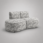 Nova Safari Sketch 3 Seater Premium Polyester Fabric Armless Sofa in White & Black