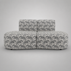 Nova Safari Sketch 3 Seater Premium Polyester Fabric Armless Sofa in White & Black