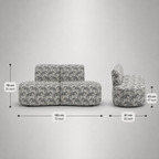 Nova Safari Sketch 3 Seater Premium Polyester Fabric Armless Sofa in White & Black