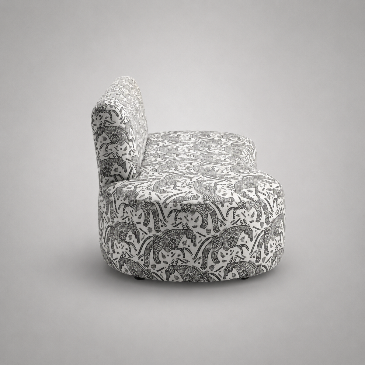 Nova Safari Sketch 3 Seater Premium Polyester Fabric Armless Sofa in White & Black