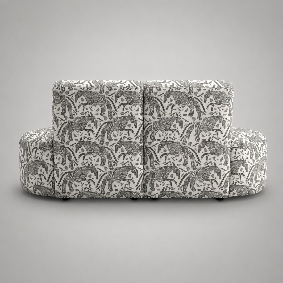 Nova Safari Sketch 3 Seater Premium Polyester Fabric Armless Sofa in White & Black