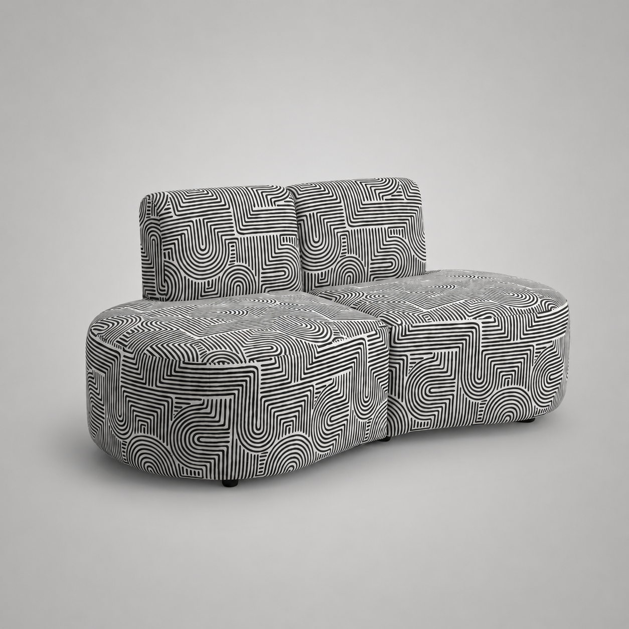 Nova Urban Maze 3 Seater Premium Polyester Fabric Armless Sofa in White & Black