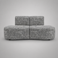 Nova Urban Maze 3 Seater Premium Polyester Fabric Armless Sofa in White & Black