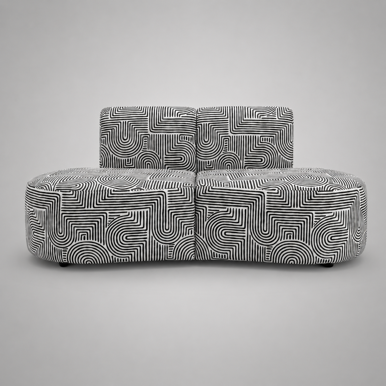 Nova Urban Maze 3 Seater Premium Polyester Fabric Armless Sofa in White & Black