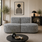 Nova Urban Maze 3 Seater Premium Polyester Fabric Armless Sofa in White & Black