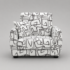 Orion Abstract Linear 1 Seater Premium Polyester Upholstered Sofa in White & Black