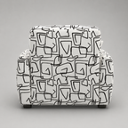 Orion Abstract Linear 1 Seater Premium Polyester Upholstered Sofa in White & Black