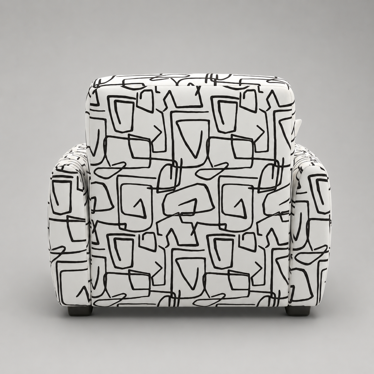 Orion Abstract Linear 1 Seater Premium Polyester Upholstered Sofa in White & Black