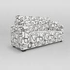 Orion Abstract Linear 2 Seater Premium Polyester Upholstered Sofa in White & Black
