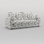 Orion Abstract Linear 3 Seater Premium Polyester Upholstered Sofa in White & Black