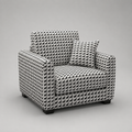 Orion Classic Houndstooth 1 Seater Premium Polyester Upholstered Sofa in White & Black