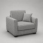 Orion Classic Houndstooth 1 Seater Premium Polyester Upholstered Sofa in White & Black