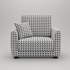 Orion Classic Houndstooth 1 Seater Premium Polyester Upholstered Sofa in White & Black