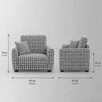 Orion Classic Houndstooth 1 Seater Premium Polyester Upholstered Sofa in White & Black