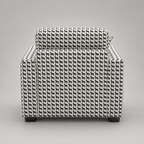 Orion Classic Houndstooth 1 Seater Premium Polyester Upholstered Sofa in White & Black