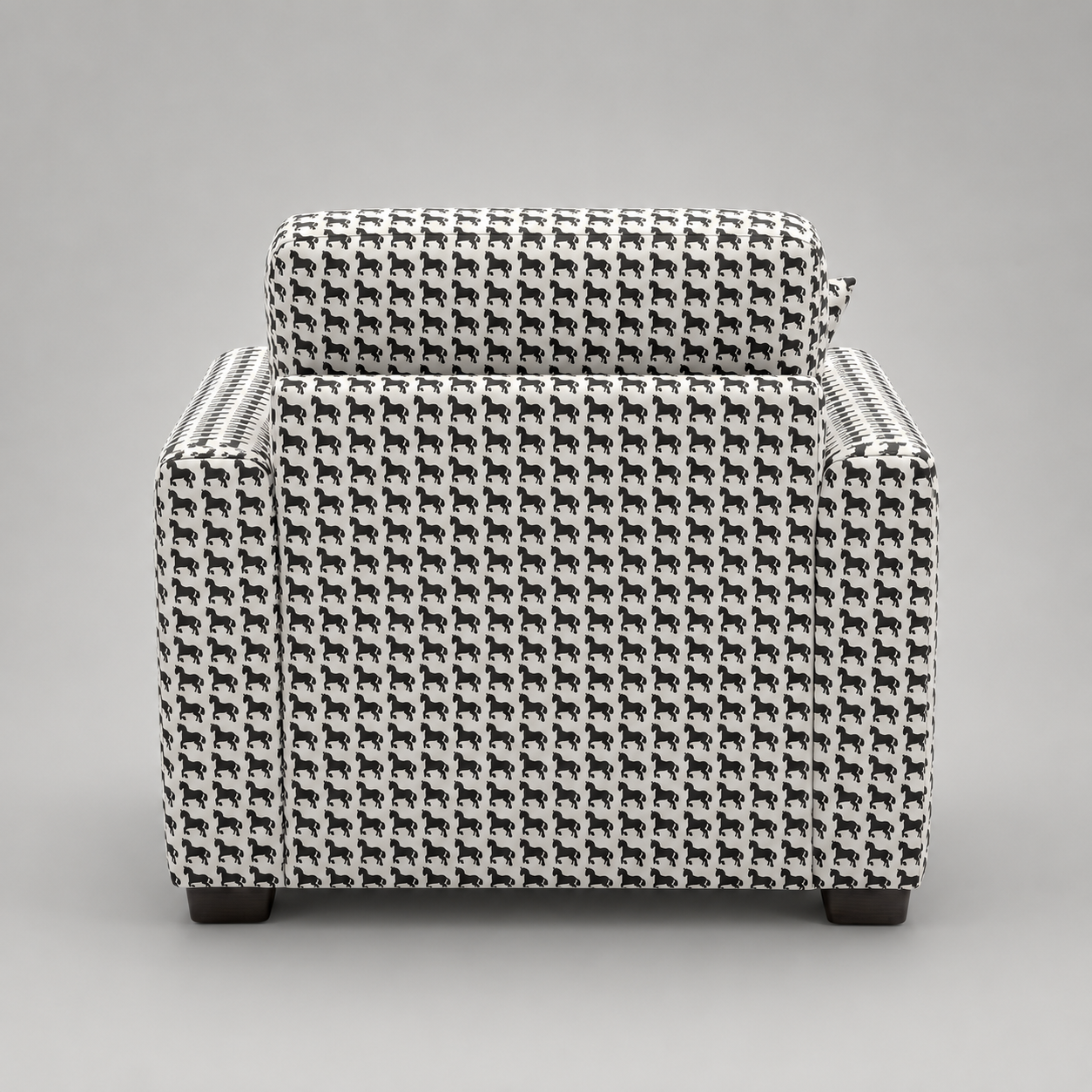 Orion Classic Houndstooth 1 Seater Premium Polyester Upholstered Sofa in White & Black