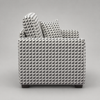 Orion Classic Houndstooth 1 Seater Premium Polyester Upholstered Sofa in White & Black