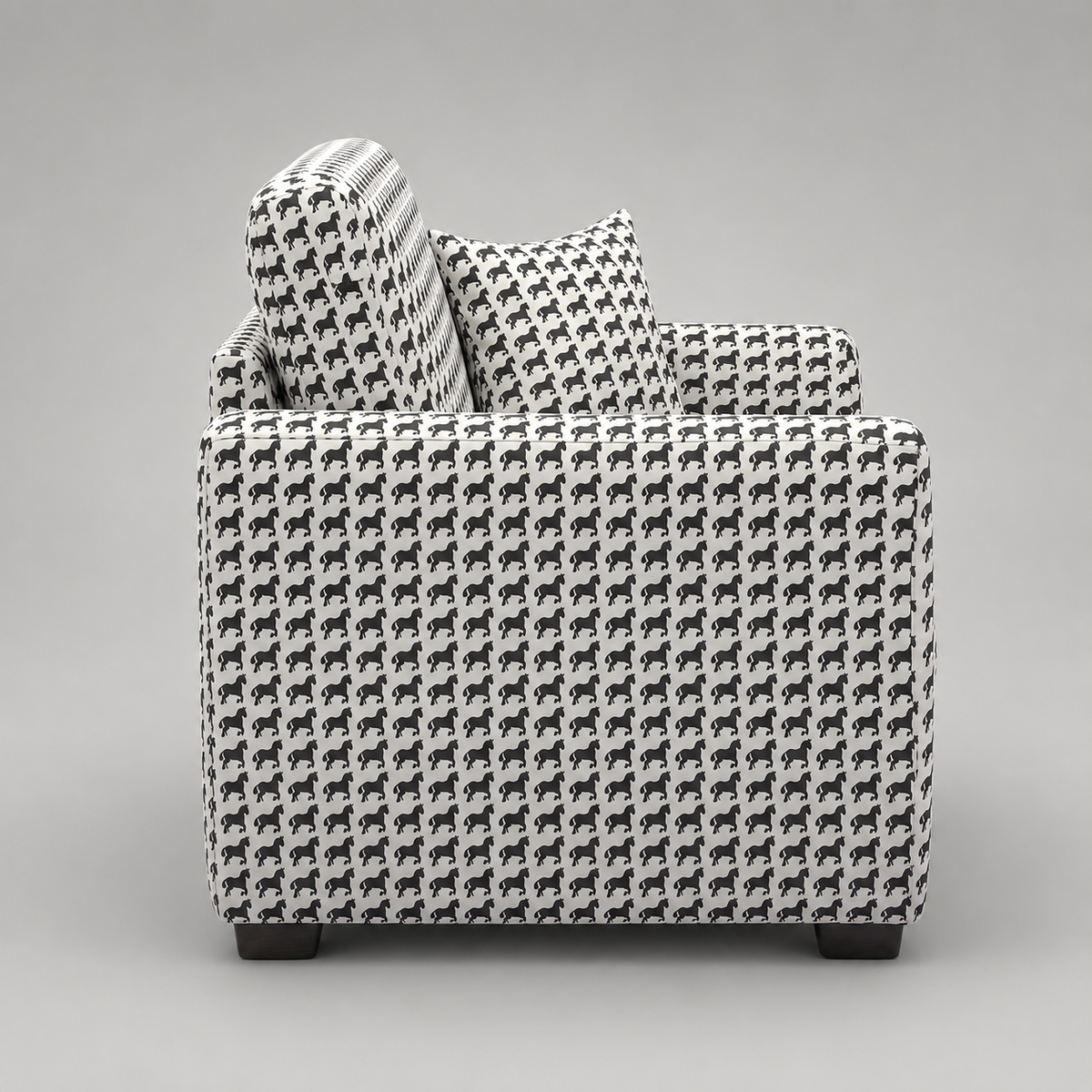 Orion Classic Houndstooth 1 Seater Premium Polyester Upholstered Sofa in White & Black