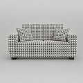 Orion Classic Houndstooth 2 Seater Premium Polyester Upholstered Sofa in White & Black