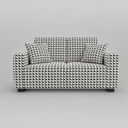 Orion Classic Houndstooth 2 Seater Premium Polyester Upholstered Sofa in White & Black