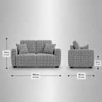Orion Classic Houndstooth 2 Seater Premium Polyester Upholstered Sofa in White & Black