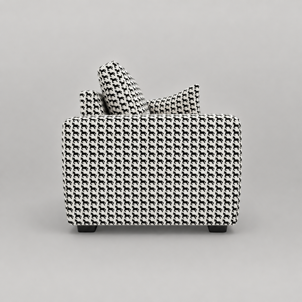 Orion Classic Houndstooth 2 Seater Premium Polyester Upholstered Sofa in White & Black