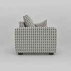 Orion Classic Houndstooth 2 Seater Premium Polyester Upholstered Sofa in White & Black