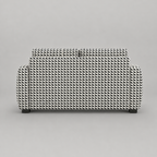 Orion Classic Houndstooth 2 Seater Premium Polyester Upholstered Sofa in White & Black