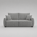 Orion Classic Houndstooth 3 Seater Premium Polyester Upholstered Sofa in White & Black