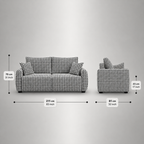 Orion Classic Houndstooth 3 Seater Premium Polyester Upholstered Sofa in White & Black